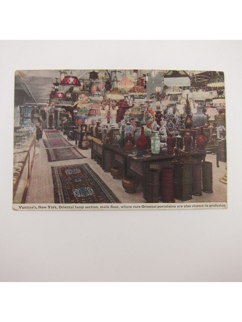 Postcard Vantine's Store New York City NYC Oriental Lamps Section Antique 1910s